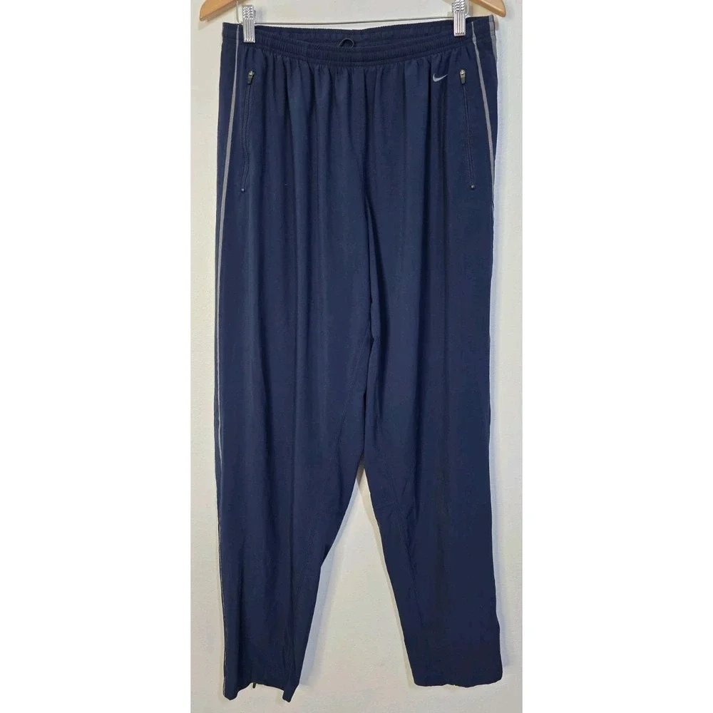 Vintage 90's Nike Nylon Blue Track Pants‎ Sweatpants Men XL Swoosh Zip Ankle